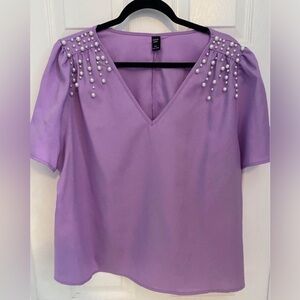 💜 Women’s Size 3XL Pearl Beaded Blouse Lilac Purple in Color 💜